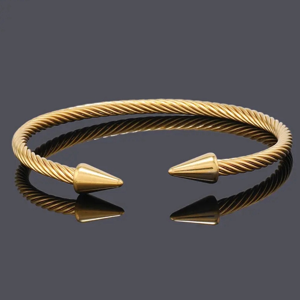 Elegant Gold-Toned Cable Cuff Bracelet - Picture 1 of 5
